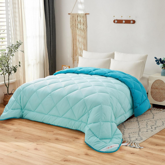 Novotextil- Couette bicolore.  microfibre. Densité 350gr/m2 Turquoise